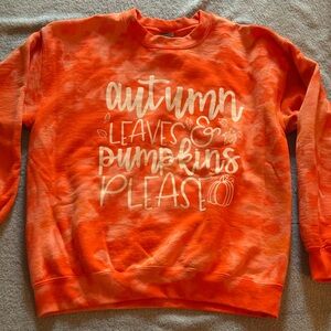 Autumn Leaves & Pumpkins Please Women’s Gildan Sweatshirt Tie Dye Orange M